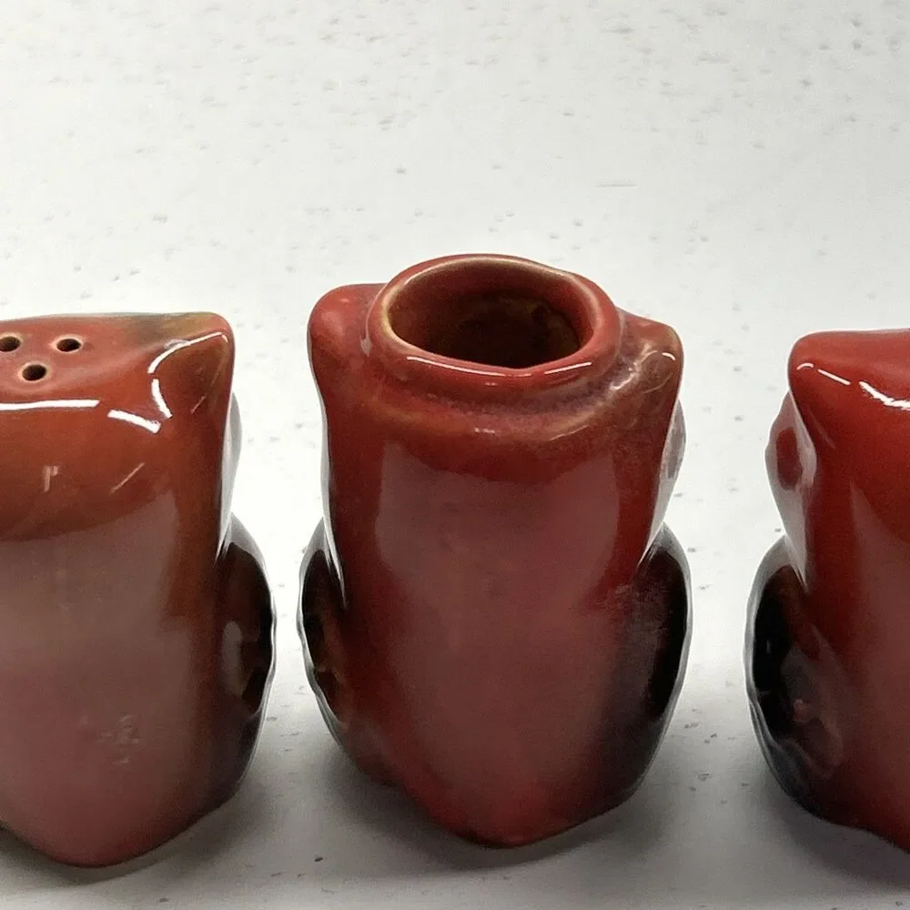 Vintage‎ Owl Salt & Pepper Stackers With Toothpick Holder